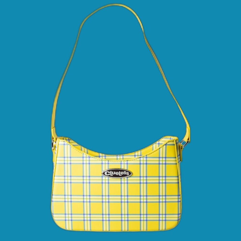 CLUELESS Movie Plaid Mini Shoulder Handbag Yellow & White Plaid 7.25 Inch NEW